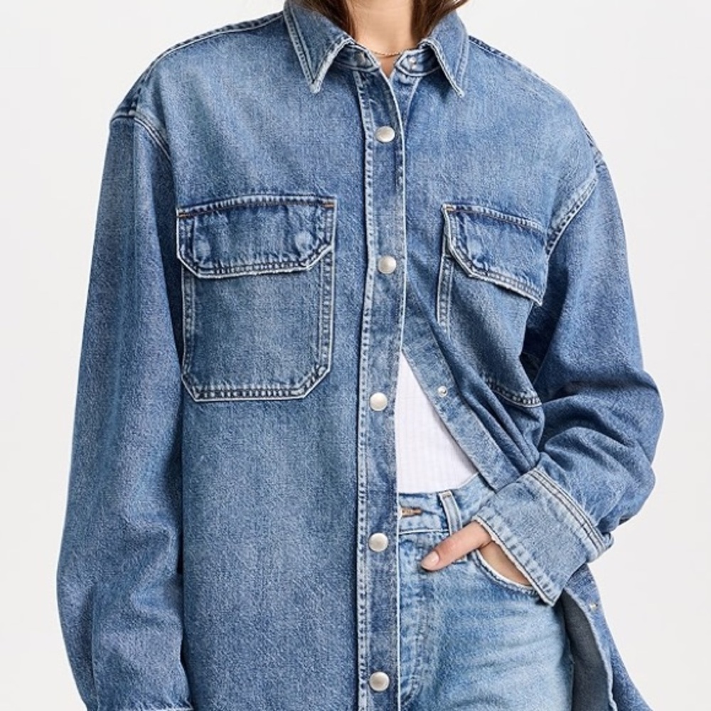 Agolde Classic Blue Denim Button Down CROPPED